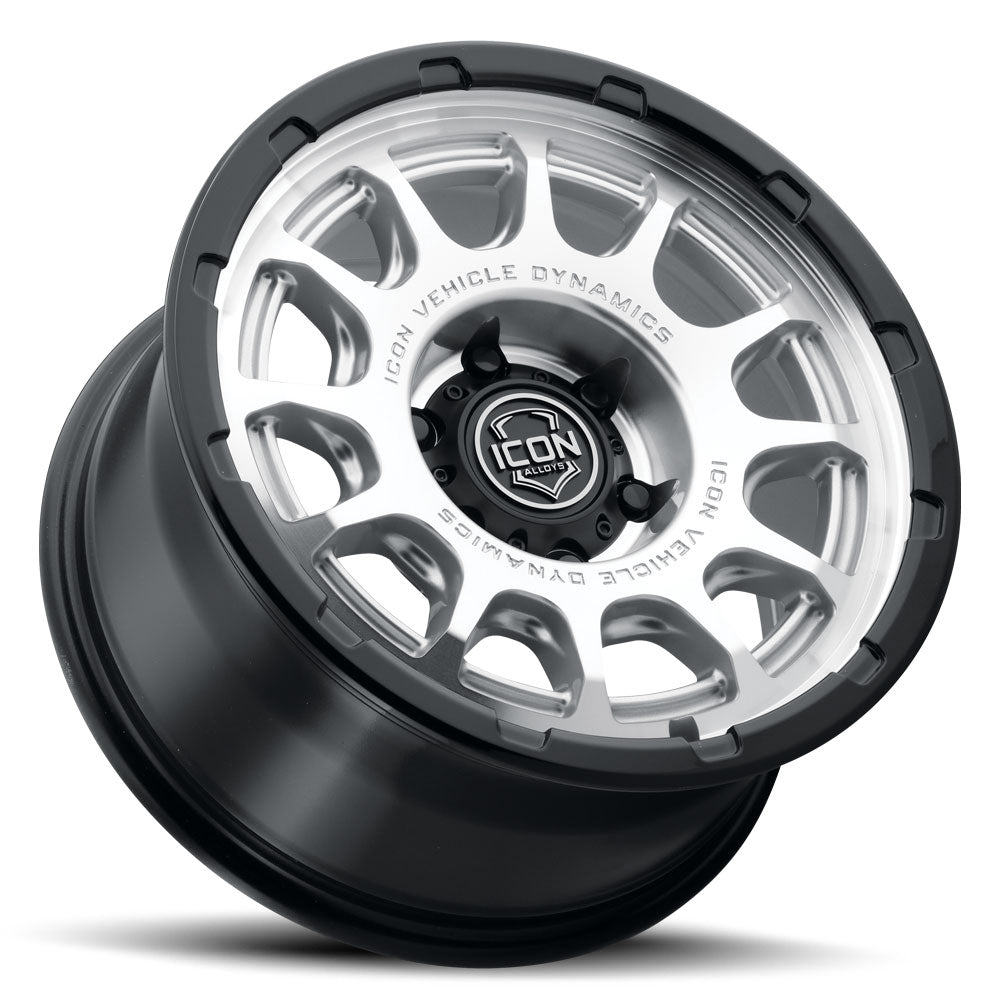ICON Alloys Rancho, Silver Machined w/ Gloss Black Lip, 17 x 8.5 / 5 x 150, 25mm Offset, 5.75" Backspace