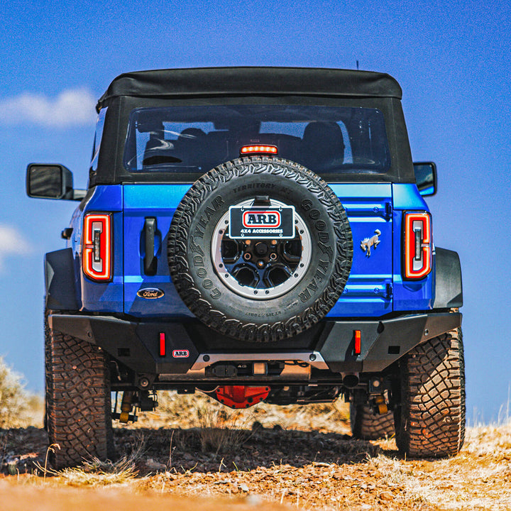 ARB 5680010B Rear Bumper for Ford Bronco – Steel Textured Black with Recovery Points and OE Tow Bar Compatibility