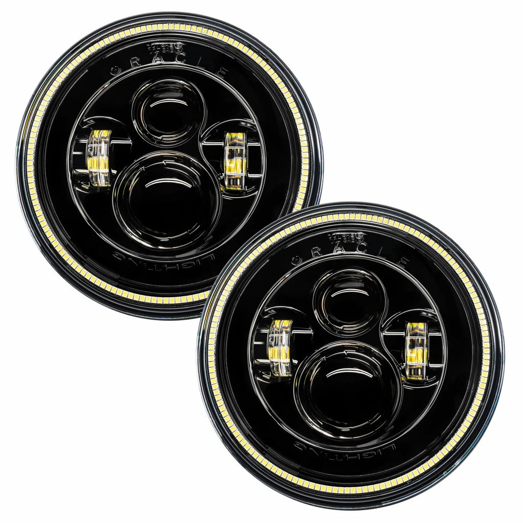 Oracle Lighting 5769-001 7-inch High Powered LED Headlights with Black Bezel, White Light