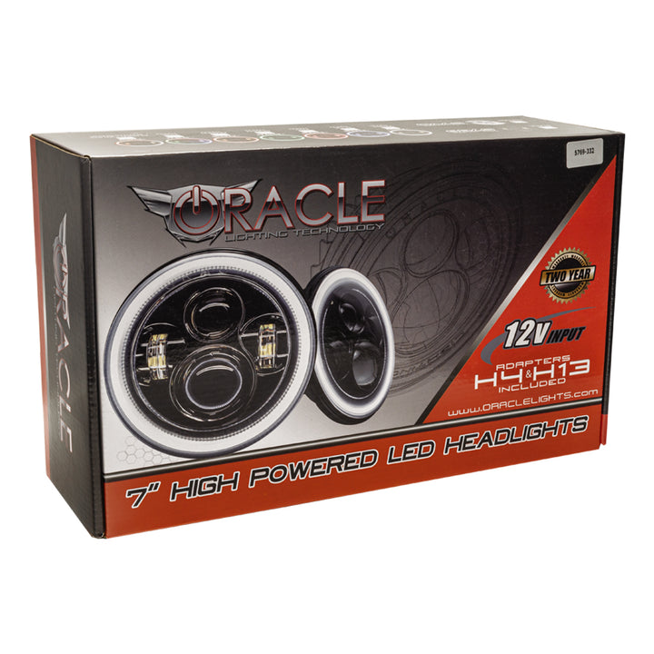 Oracle Lighting 5769-001 7-inch High Powered LED Headlights with Black Bezel, White Light