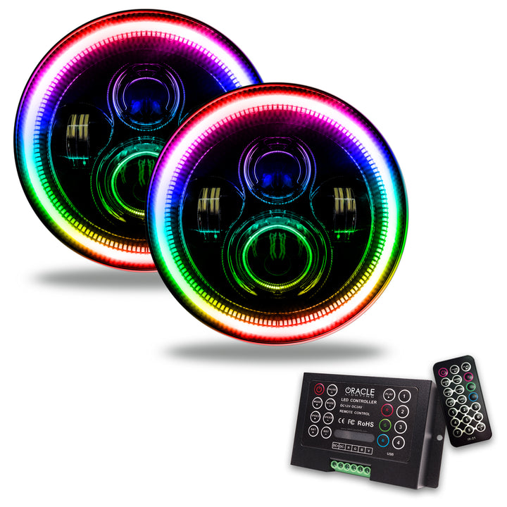 Oracle Lighting 5769-333 7-inch High Powered LED Headlights with ColorSHIFT - Black Bezel