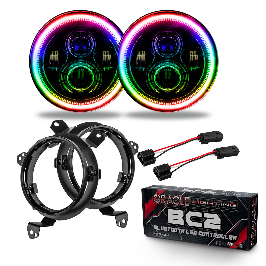 Oracle Lighting 5769J-335 High Powered 7-inch LED Headlights with ColorSHIFT Halos for Jeep Wrangler JL & Gladiator JT
