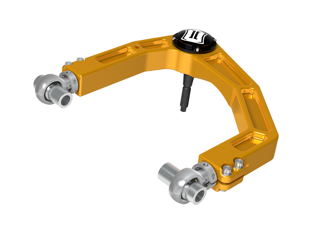 Icon 2024 2026 Toyota Tacoma/2024 2026 Toyota Land Cruiser 250 Series/2024 2026 Lexus G X550/2025 2026 Toyota 4 Runner, Front, Billet Upper Control Arms W/ Delta Joint Pro, Gold Anodizing