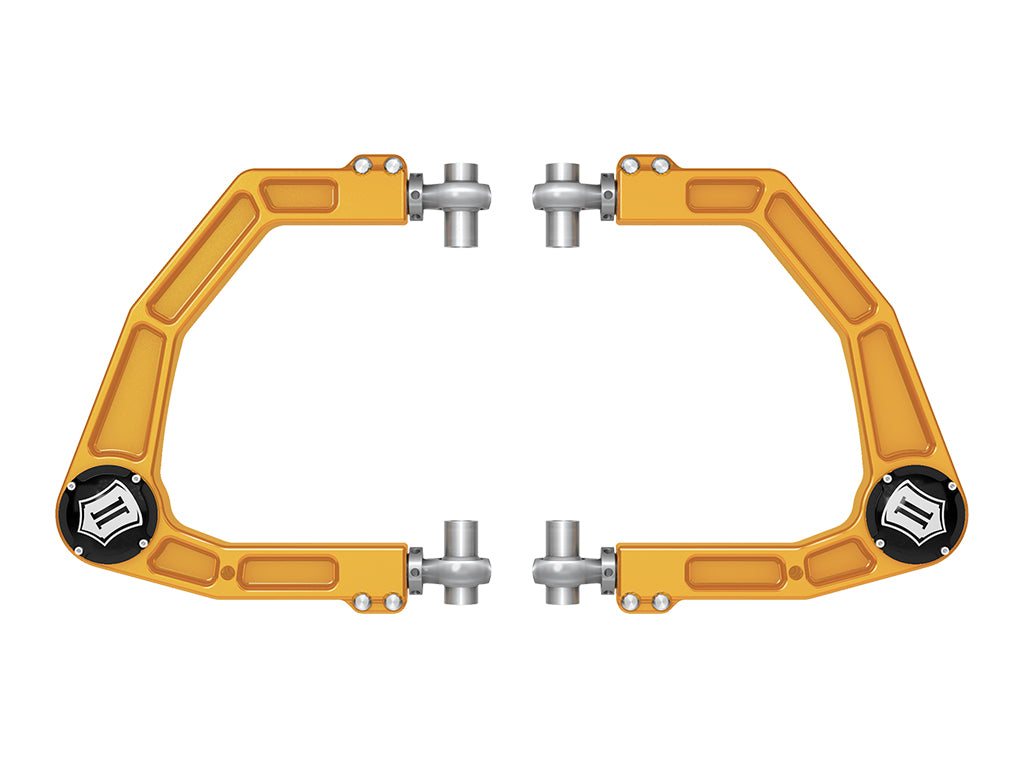 Icon 2024 2026 Toyota Tacoma/2024 2026 Toyota Land Cruiser 250 Series/2024 2026 Lexus G X550/2025 2026 Toyota 4 Runner, Front, Billet Upper Control Arms W/ Delta Joint Pro, Gold Anodizing