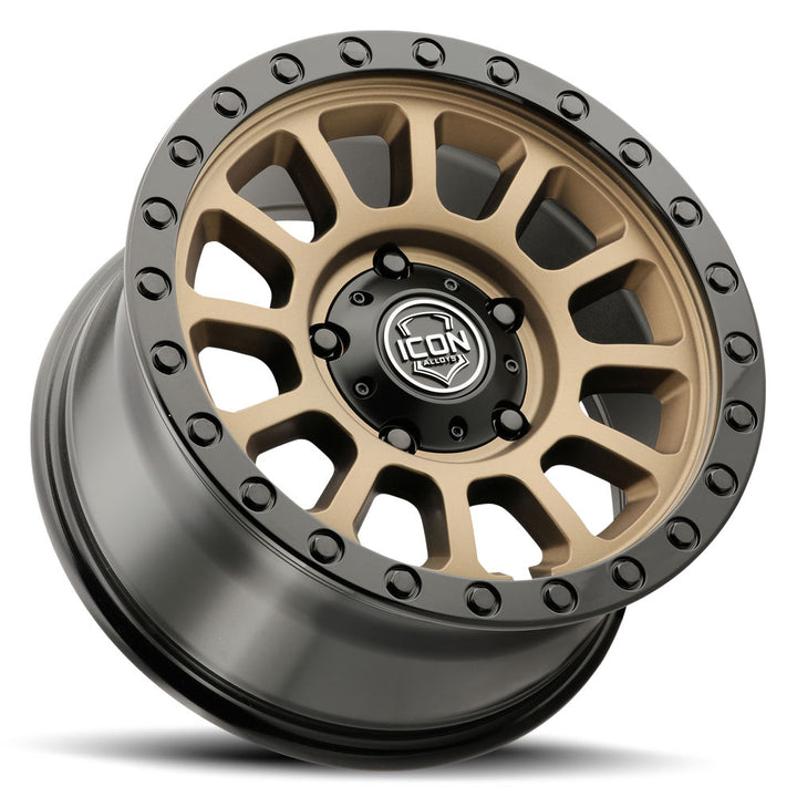 ICON Alloys Hulse, Satin Bronze w/ Gloss Black Lip & Bolts, 18 x 9 / 5 x 150, 25mm Offset, 6" Backspace
