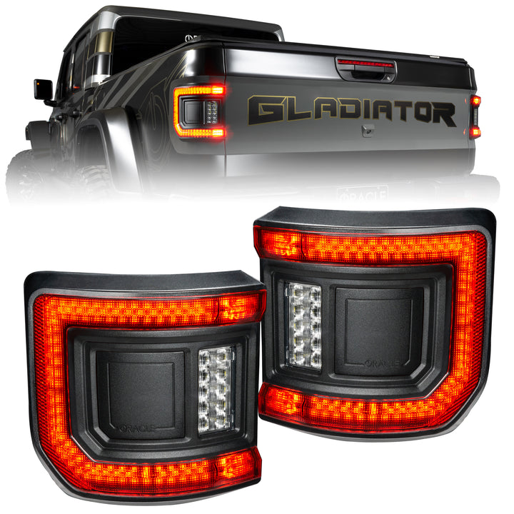 Oracle Lighting Black Series Flush Mount LED Tail Lights for Jeep Gladiator JT - Tinted Lens