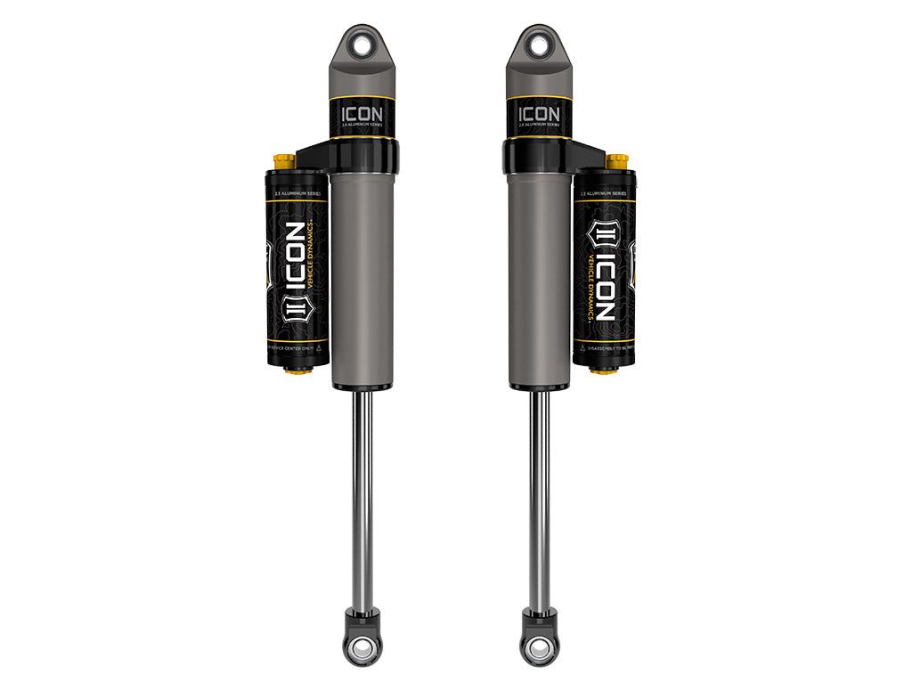 ICON 2009-2026 Ford F-150/2004-2008 Ford F-150 4WD, 0-1" Lift, Rear, V.S. 2.5 Aluminum Series Shock Absorbers, Piggyback Reservoir w/ CDCV, Pair