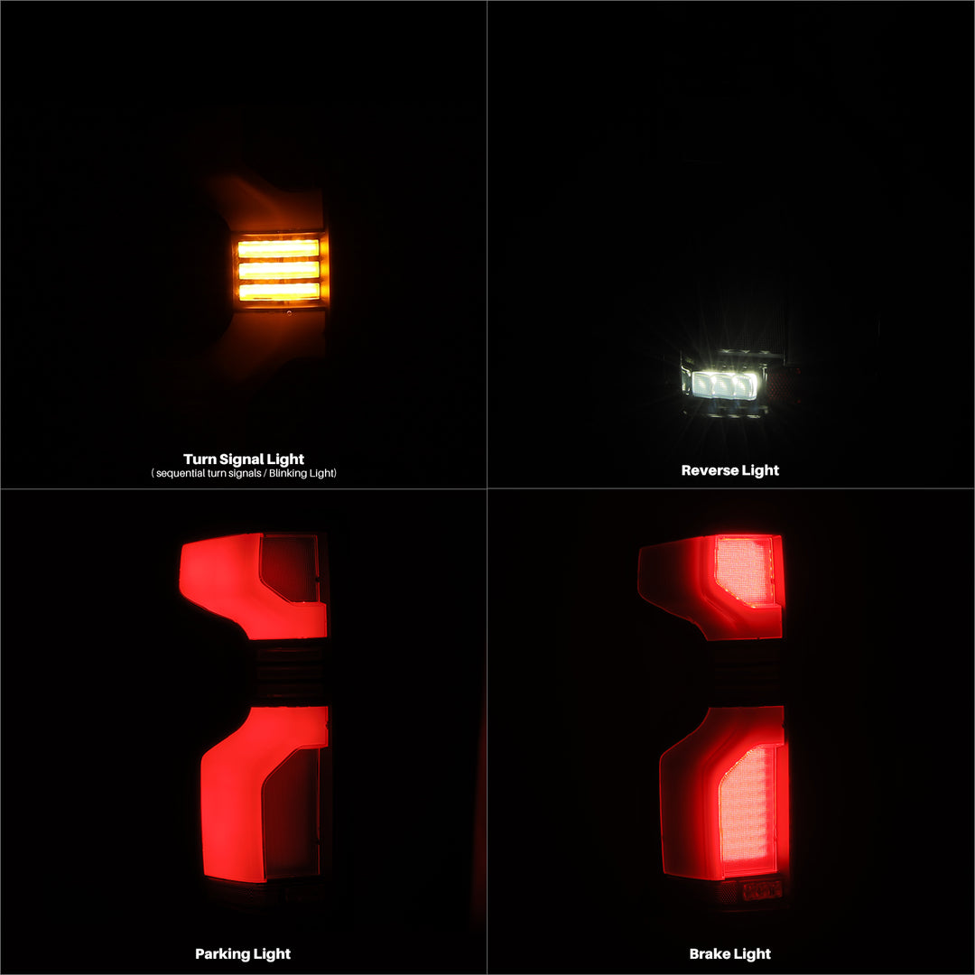 AlphaRex LED Taillights Black Red for Chevrolet Silverado 1500, 2500HD, 3500HD (2019-2022)