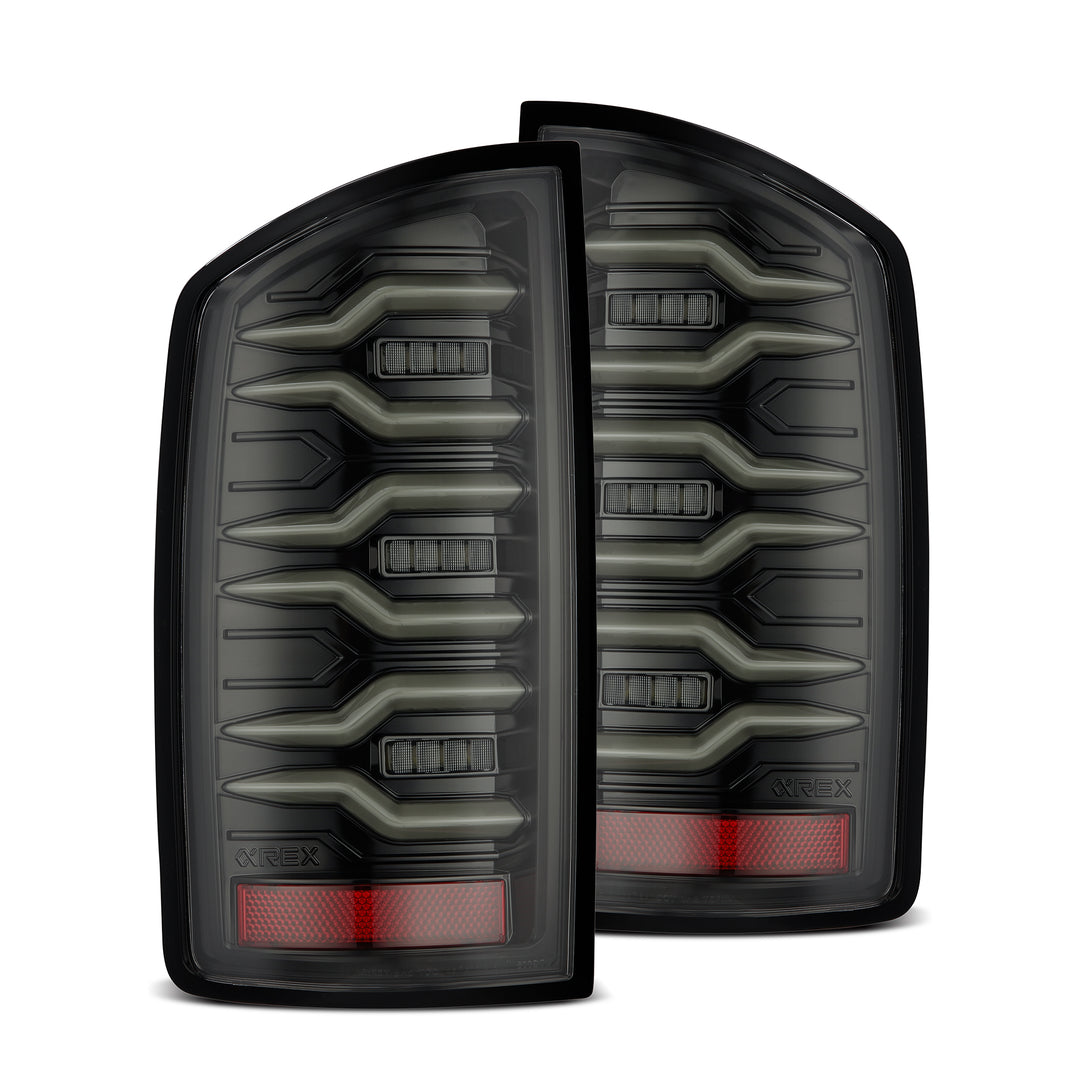 AlphaRex LUXX-Series LED Taillights Alpha Black for Dodge Ram 1500 and 2500 (2007-2009)