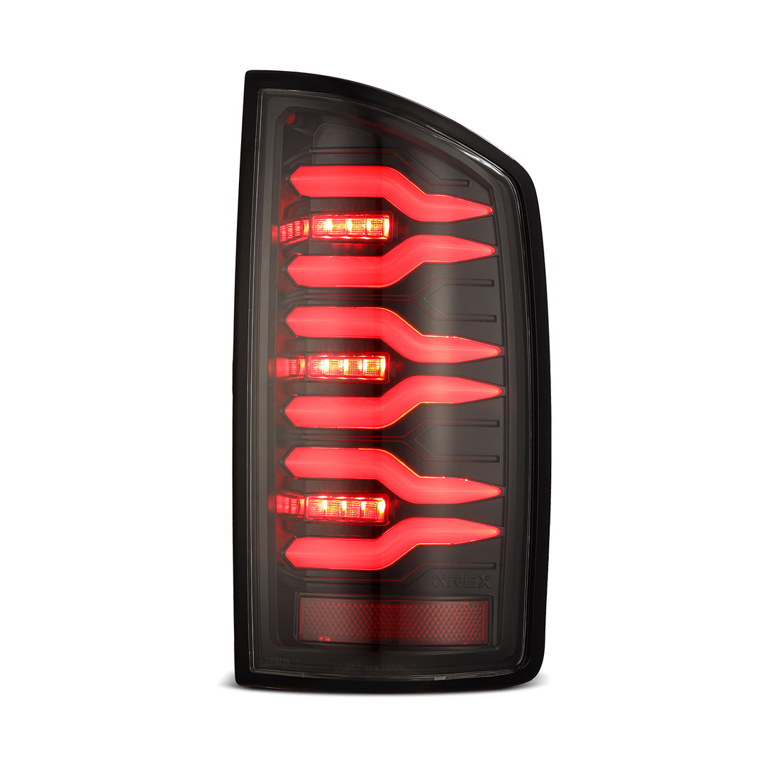 AlphaRex LUXX-Series LED Taillights Alpha Black for Dodge Ram 1500 and 2500 (2007-2009)