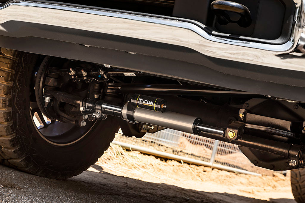 ICON Vehicle Dynamics 2023-2026 Ford Super Duty 4WD 2.5 Centerline Steering Stabilizer Kit with Piggyback Reservoir