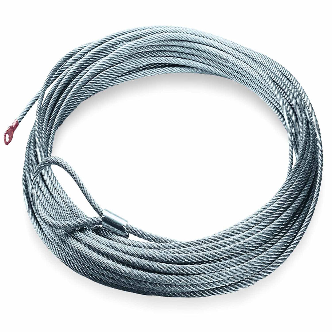 Warn 69336 Wire Rope Assembly - 5/32 Inch Diameter x 50 Feet Galvanized Steel Cable with Loop and Terminal Ends