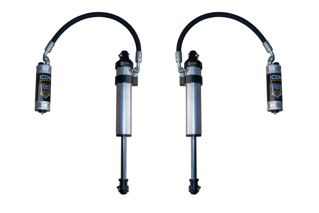 ICON 2003-2024 Toyota 4Runner/2005-2023 Toyota Tacoma/2007-2014 Toyota FJ Cruiser, Front, V.S. 2.5 Aluminum Series Shock Absorbers, Stock Width Secondary Shocks, Remote Reservoir w/ CDCV, Pair