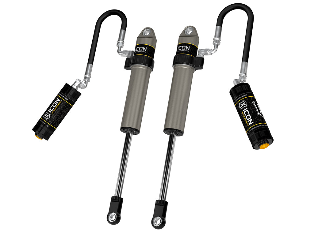 ICON 2005-2023 Toyota Tacoma/2003-2024 4Runner/2007-2014 FJ Cruiser/2003-2009 Lexus GX470, Front, V.S. 2.5 Aluminum Series Shock Absorbers, S2 Secondary Shocks, Remote Reservoir, Pair