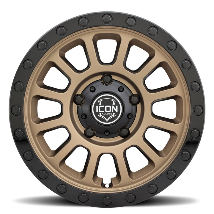 ICON Alloys Hulse, Satin Bronze w/ Gloss Black Lip & Bolts, 18 x 9 / 5 x 150, 25mm Offset, 6" Backspace