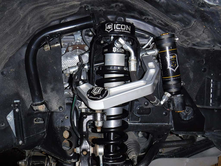ICON 2005-2023 Toyota Tacoma, 0-3.5"/0-2.75" Lift, Front, V.S. 2.5 Series Coilover Kit, Extended Travel, Remote Reservoir w/ CDEV, 700 lbs/in Coils, Pair