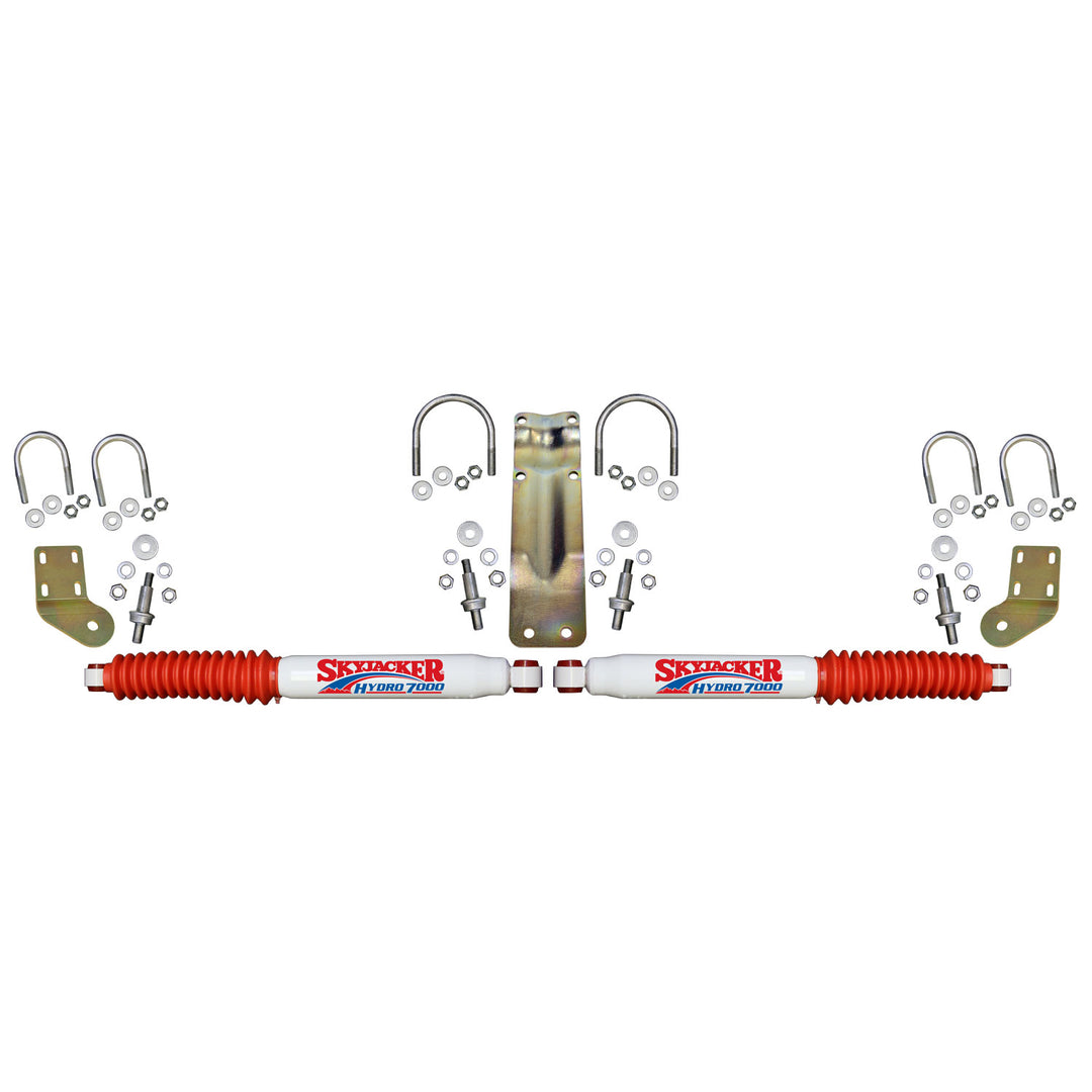 Skyjacker Dual Stabilizer Kit for Ford F250/F350 Super Duty with White Cylinders and Red Boots (Part 7253)