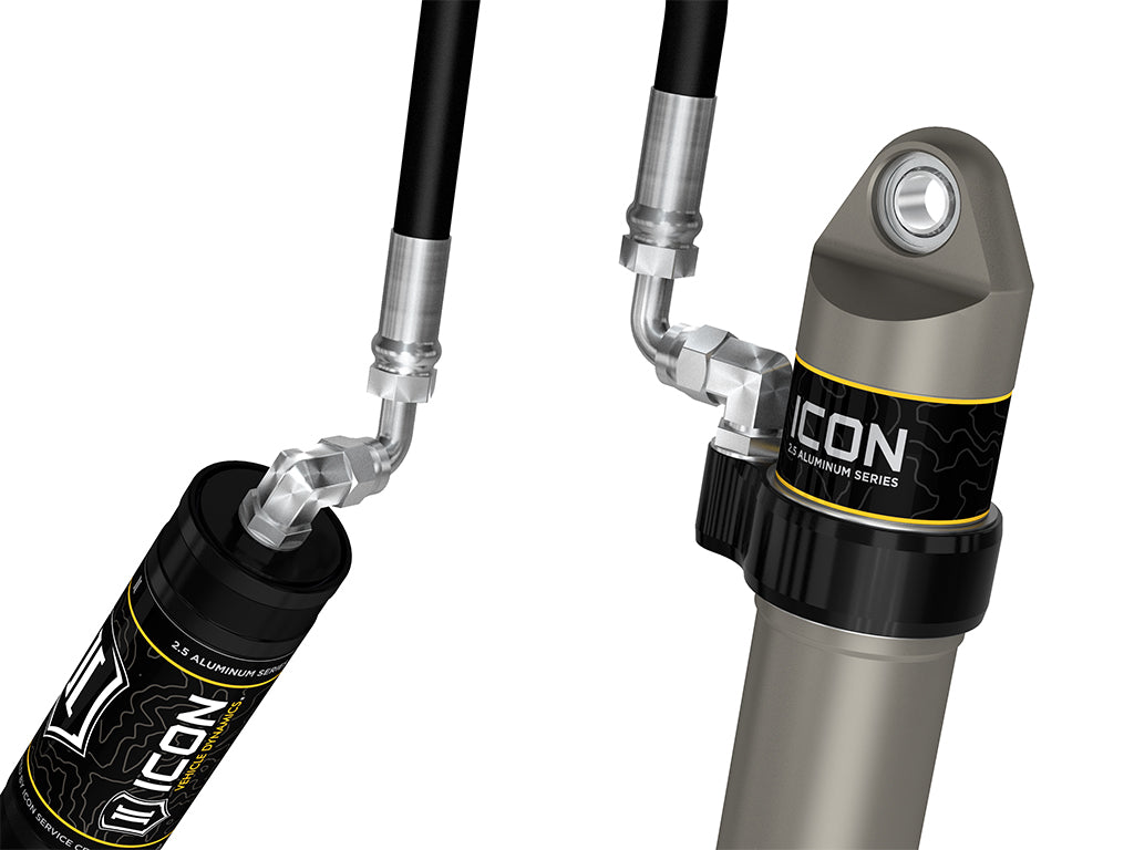 ICON 2005-2023 Toyota Tacoma/2003-2024 4Runner/2007-2014 FJ Cruiser/2003-2009 Lexus GX470, Front, V.S. 2.5 Aluminum Series Shock Absorbers, S2 Secondary Shocks, Remote Reservoir, Pair