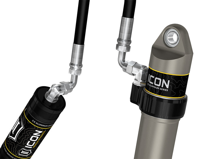 ICON 2005-2023 Toyota Tacoma/2003-2024 4Runner/2007-2014 FJ Cruiser/2003-2009 Lexus GX470, Front, V.S. 2.5 Aluminum Series Shock Absorbers, S2 Secondary Shocks, Remote Reservoir, Pair