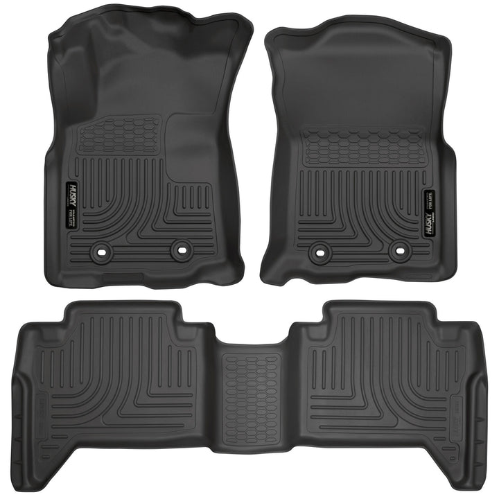 Husky Liners Weatherbeater Front and Second Seat Floor Liner Set for Toyota Tacoma (2018-2023), Black – Part No. 93941