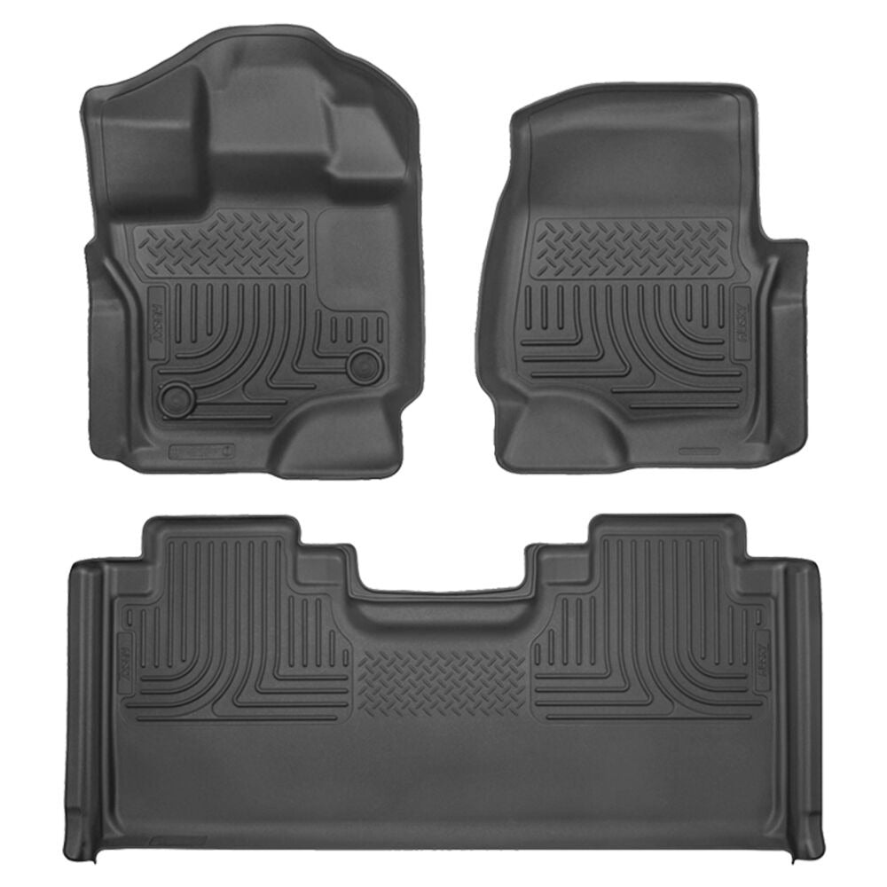 Husky Liners Weatherbeater Front & Second Seat Floor Liners for Ford F-150 (2015-2024) – Black, Part #94051