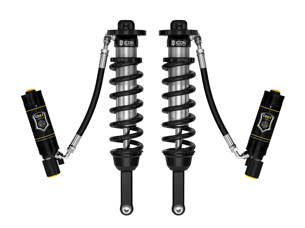 ICON 2005-2023 Toyota Tacoma, 0-3.5"/0-2.75" Lift, Front, V.S. 2.5 Series Coilover Kit, Extended Travel, Remote Reservoir w/ CDEV, 700 lbs/in Coils, Pair