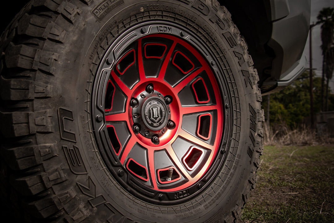 ICON Alloys Victory, Satin Black w/Red, 17 x 8.5 / 6 x 135, 6mm Offset, 5" BS