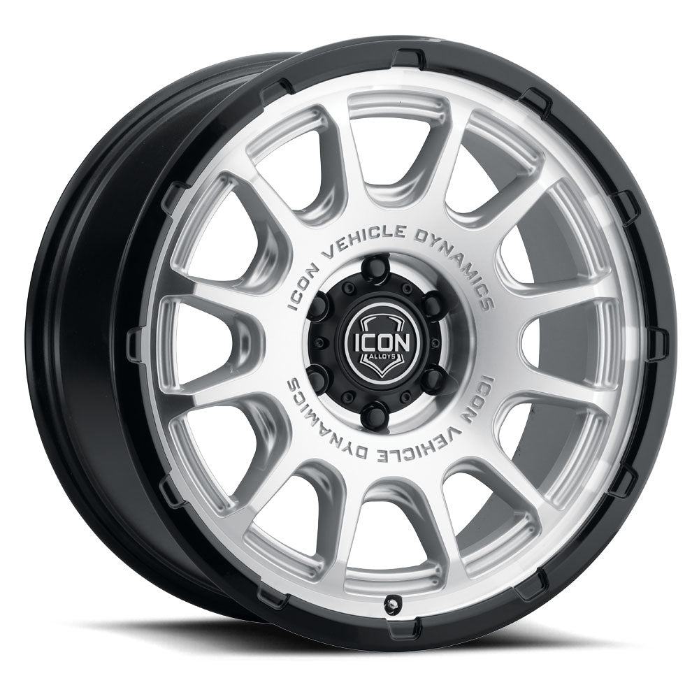 ICON Alloys Rancho, Silver Machined w/ Gloss Black Lip, 20 x 9 / 6 x 5.5, 0mm Offset, 5" BS