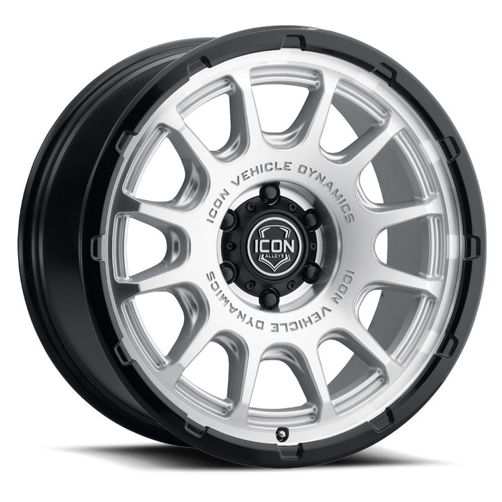 ICON Alloys Rancho, Silver Machined w/ Gloss Black Lip, 20 x 9 / 6 x 5.5, 16mm Offset, 5.625" BS