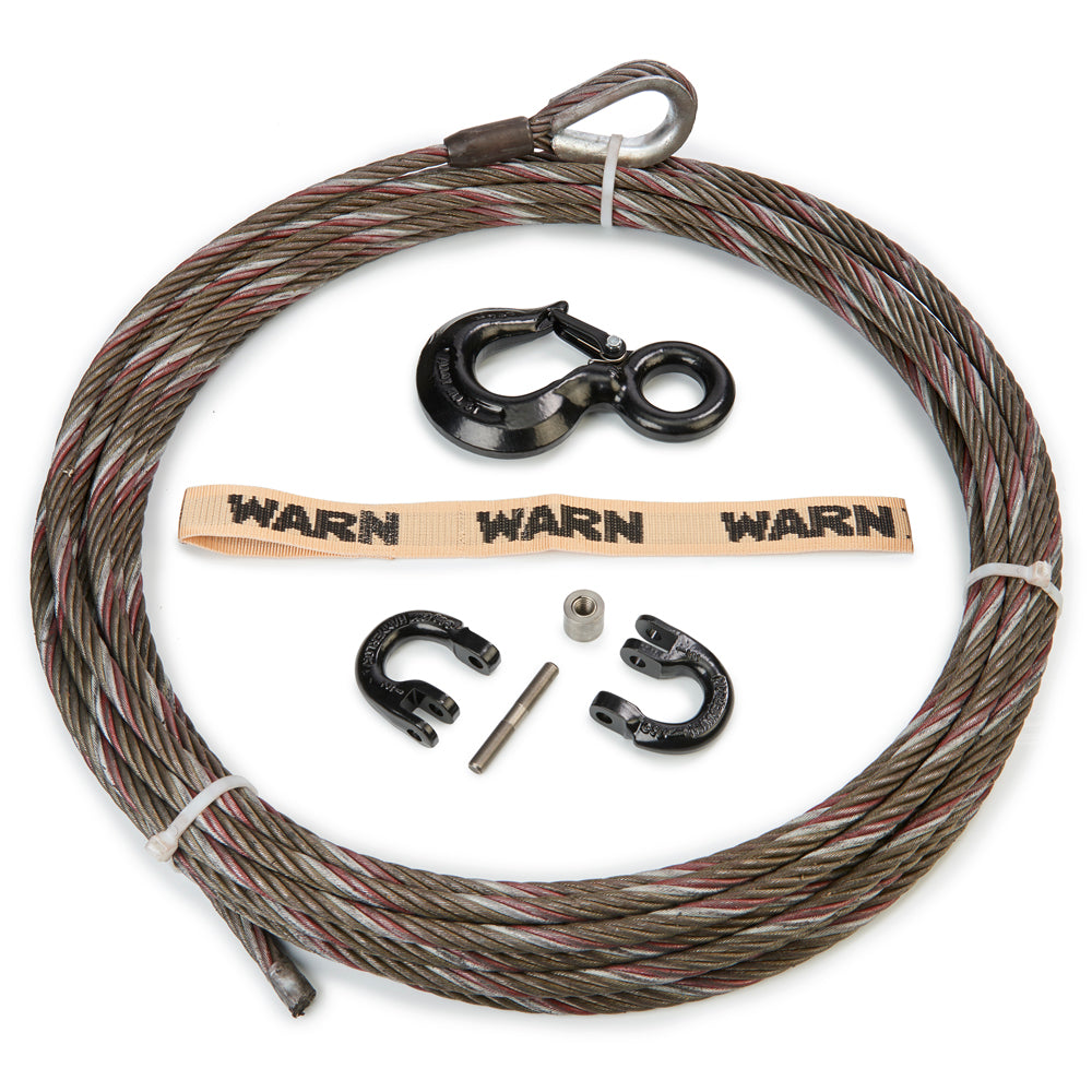 Warn 82784 Wire Rope Assembly - 7/16 Inch Diameter, 100 Feet with Hook and Coupling Link