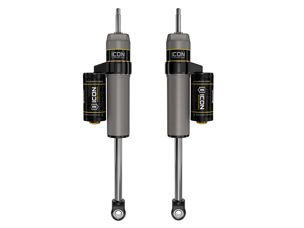 ICON 2005-2026 Ford Super Duty 4WD, 0-2.5” Lift, Front. V.S. 2.5 Aluminum Series Shock Absorbers, Piggyback Reservoir, Pair