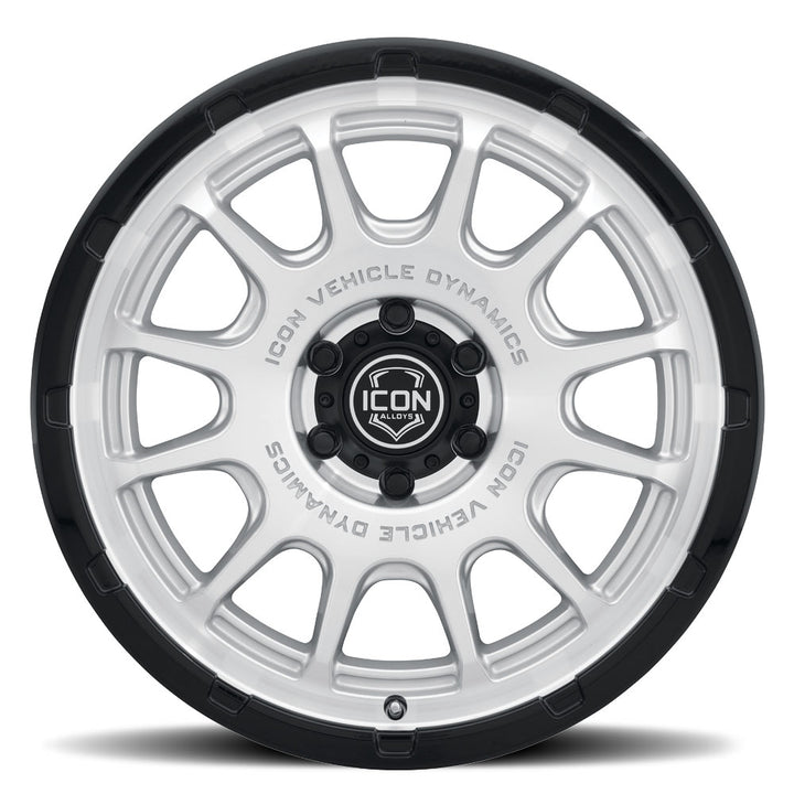 ICON Alloys Rancho, Silver Machined w/ Gloss Black Lip, 20 x 9 / 6 x 5.5, 0mm Offset, 5" BS