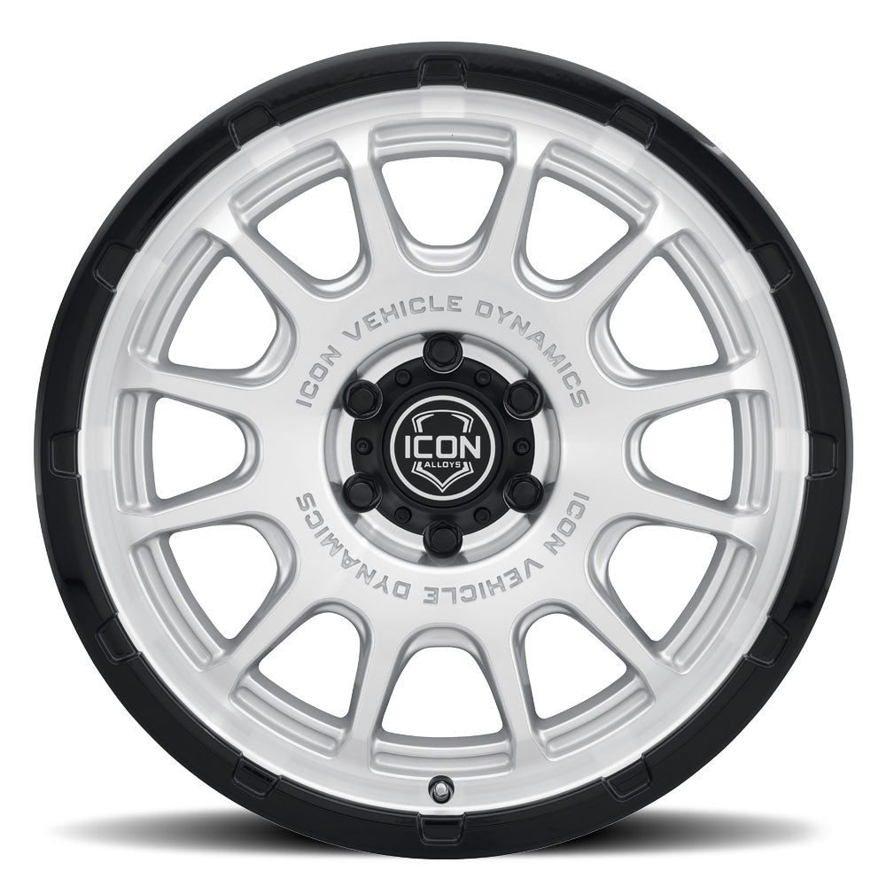 ICON Alloys Rancho, Silver Machined w/ Gloss Black Lip, 20 x 9 / 6 x 5.5, 16mm Offset, 5.625" BS