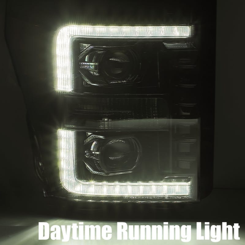 AlphaRex LED Projector Headlights Plank Style Design Midnight Black for Ford Super Duty (2012-2014)