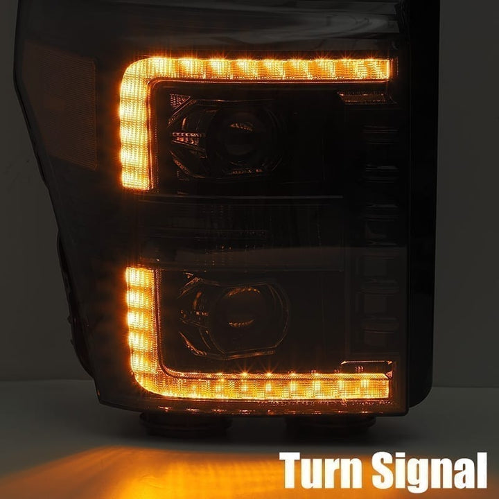 AlphaRex LED Projector Headlights Plank Style Design Midnight Black for Ford Super Duty (2012-2014)