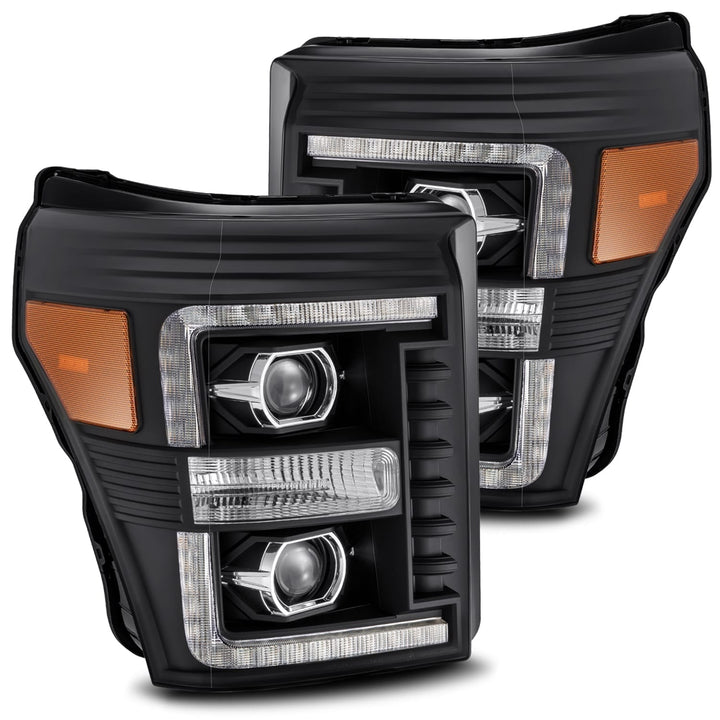 AlphaRex LUXX-Series LED Projector Headlights for Ford Super Duty 2012-2014, Black Plank Style Design