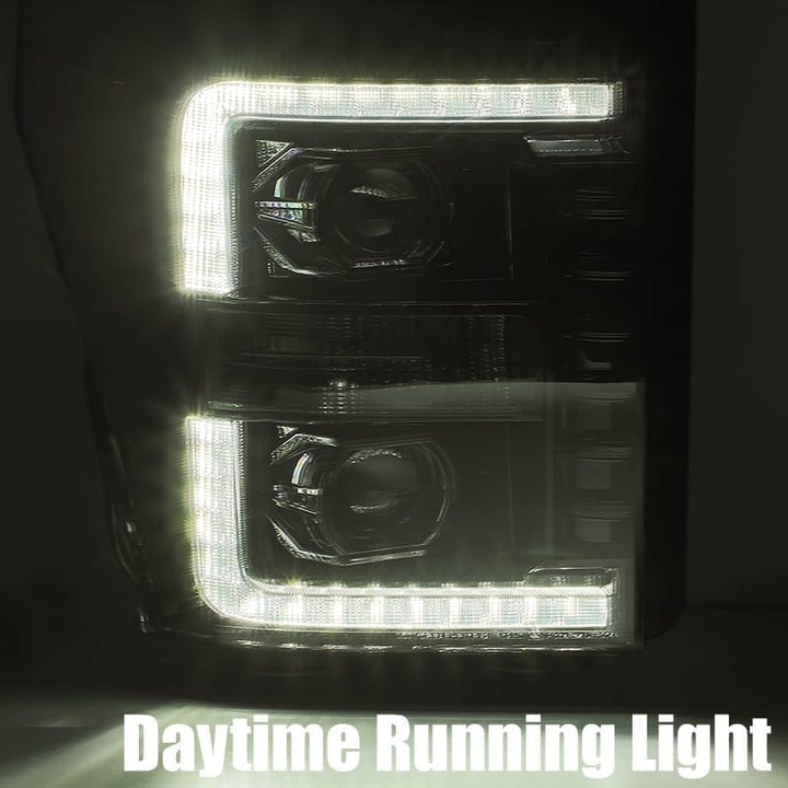 AlphaRex LUXX-Series LED Projector Headlights for Ford Super Duty 2012-2014, Black Plank Style Design