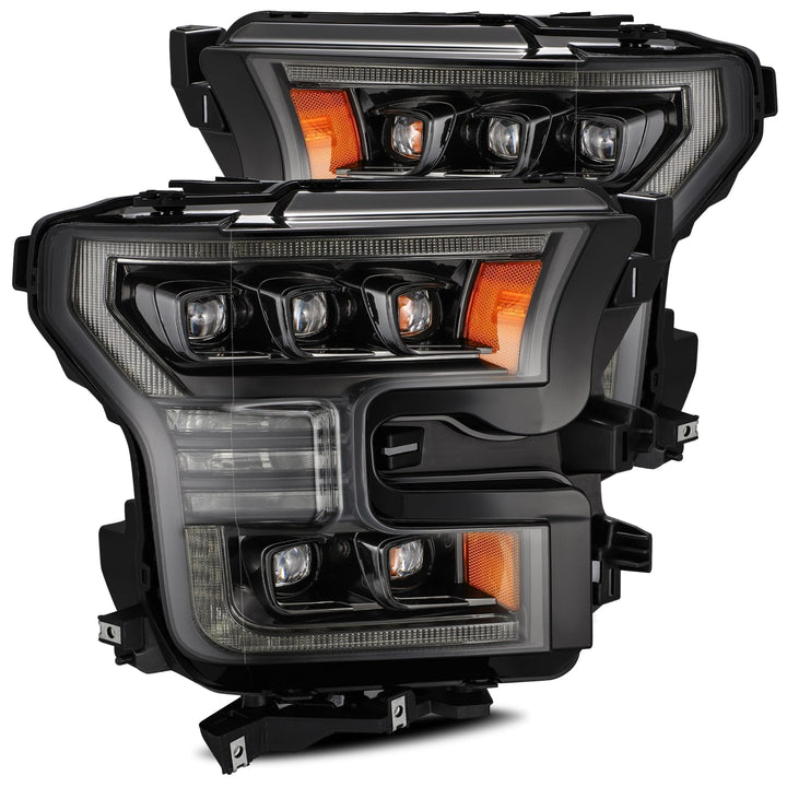 AlphaRex LED Projector Headlights Plank Style Design Midnight Black for Ford F-150 (2015-2020)