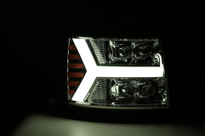 AlphaRex Nova-Series LED Projector Headlights for Chevy Silverado 1500, 2500 & 3500 – Plank Style Chrome Design