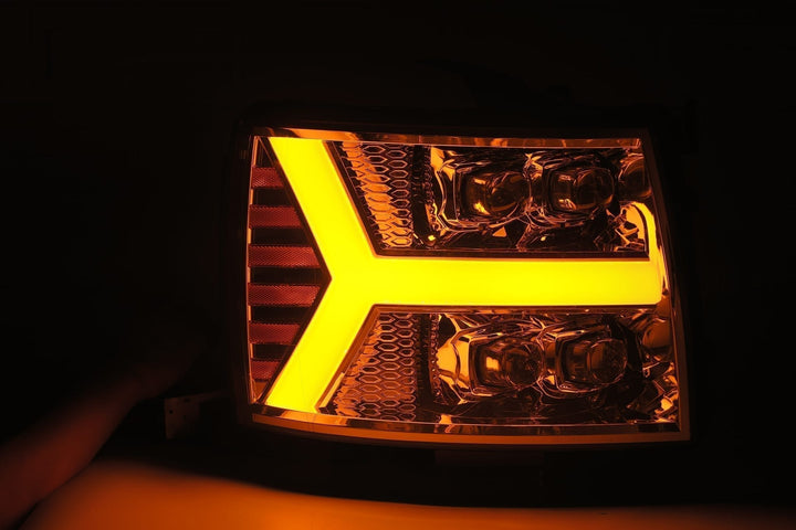 AlphaRex Nova-Series LED Projector Headlights for Chevy Silverado 1500, 2500 & 3500 – Plank Style Chrome Design