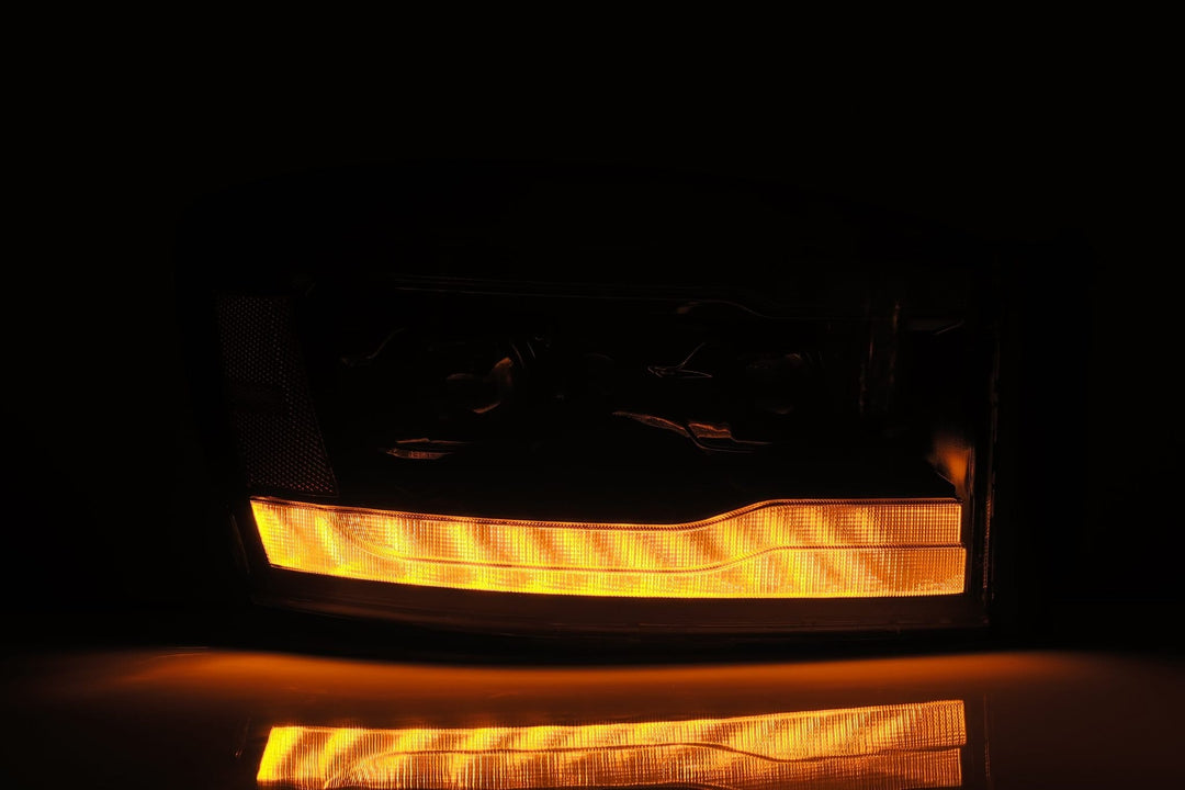 AlphaRex Luxx-Series Projector Headlights Alpha-Black for Dodge Ram 1500-2500-3500 (2006-2009)