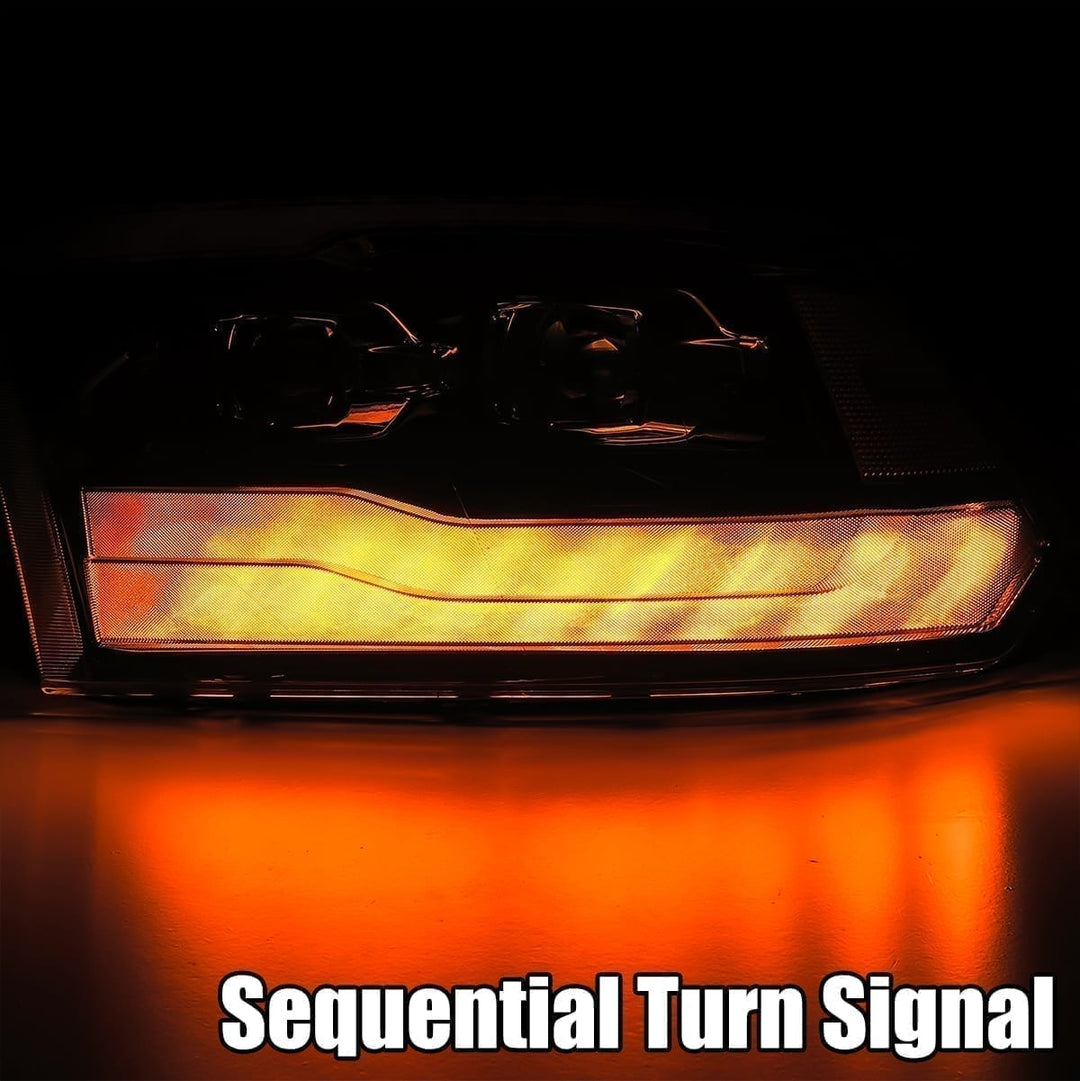 AlphaRex LED Projector Headlights in Alpha-Black for Ram 1500, 2500, and 3500 (2012-2013)