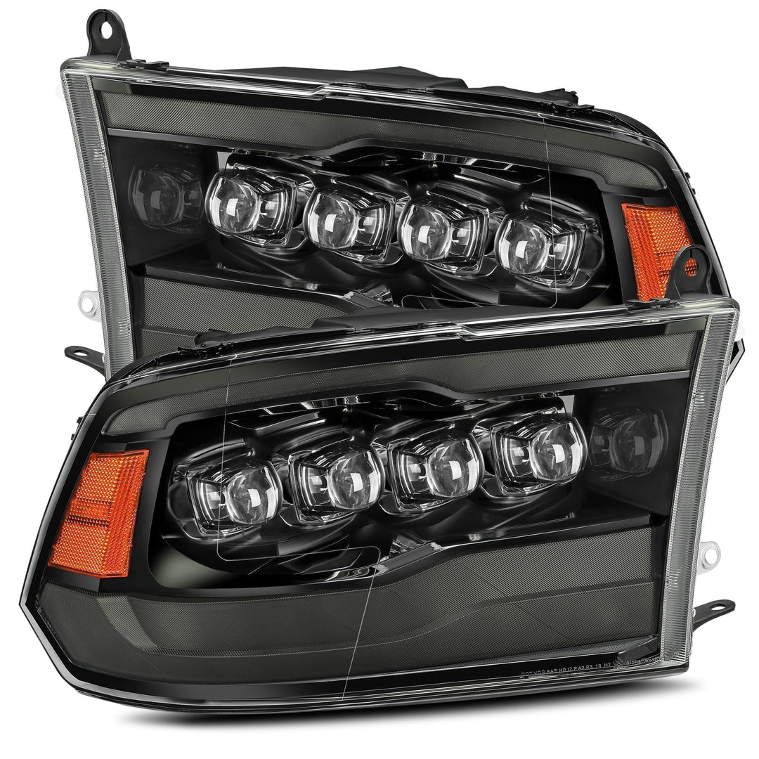 AlphaRex LED Projector Headlights Plank Style Design Midnight Black for Ram 1500, 2500, 3500 2012-2013