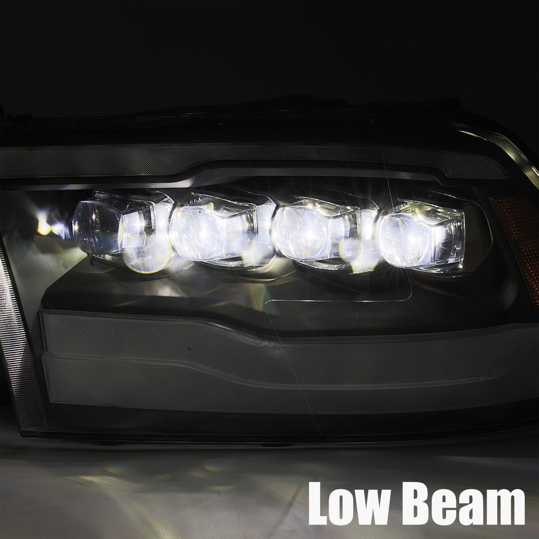 AlphaRex LED Projector Headlights Plank Style Design Midnight Black for Ram 1500, 2500, 3500 2012-2013