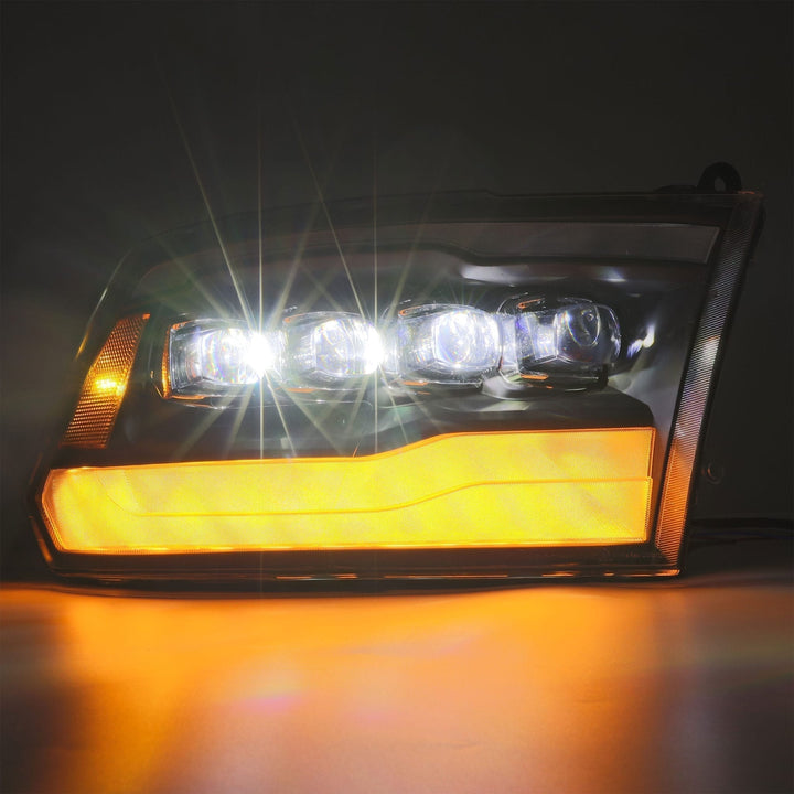 AlphaRex LED Projector Headlights Plank Style Design Midnight Black for Ram 1500, 2500, 3500 2012-2013