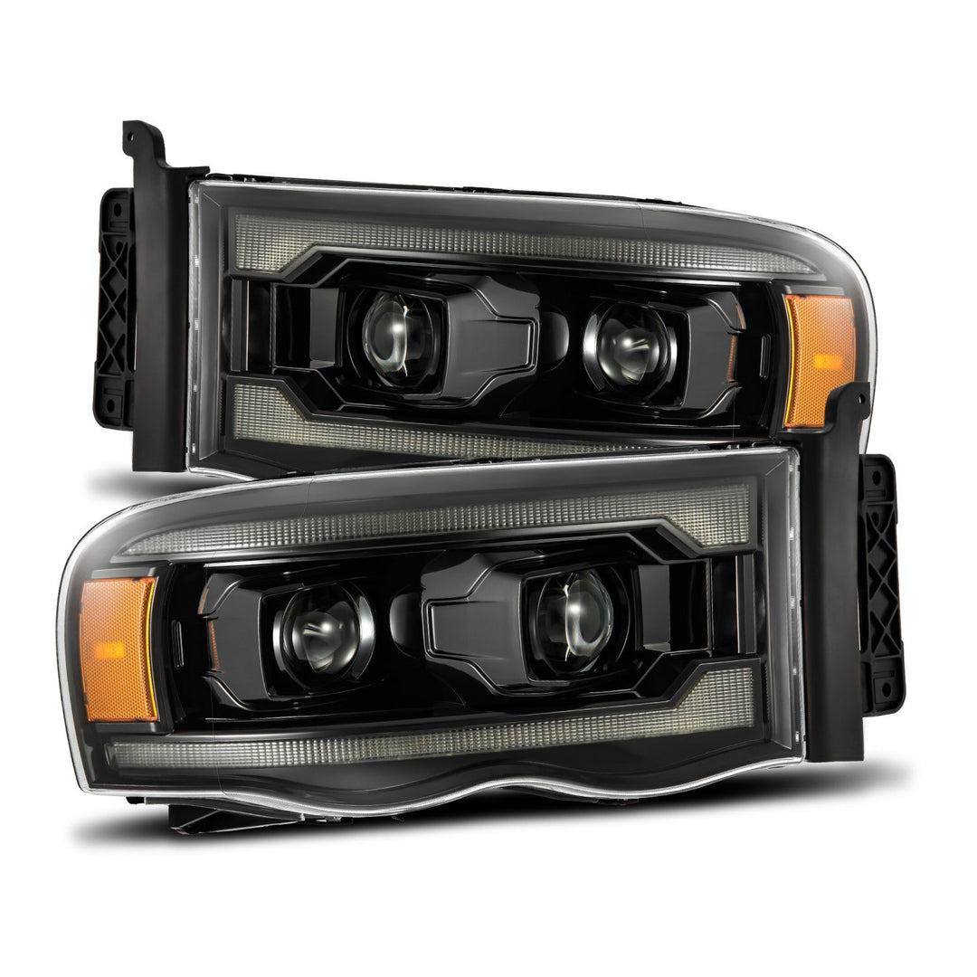 AlphaRex Luxx-Series Projector Headlights Alpha-Black for Dodge Ram 1500, 2500, 3500 (2003-2005)