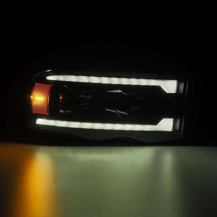 AlphaRex Luxx-Series Projector Headlights Alpha-Black for Dodge Ram 1500, 2500, 3500 (2003-2005)