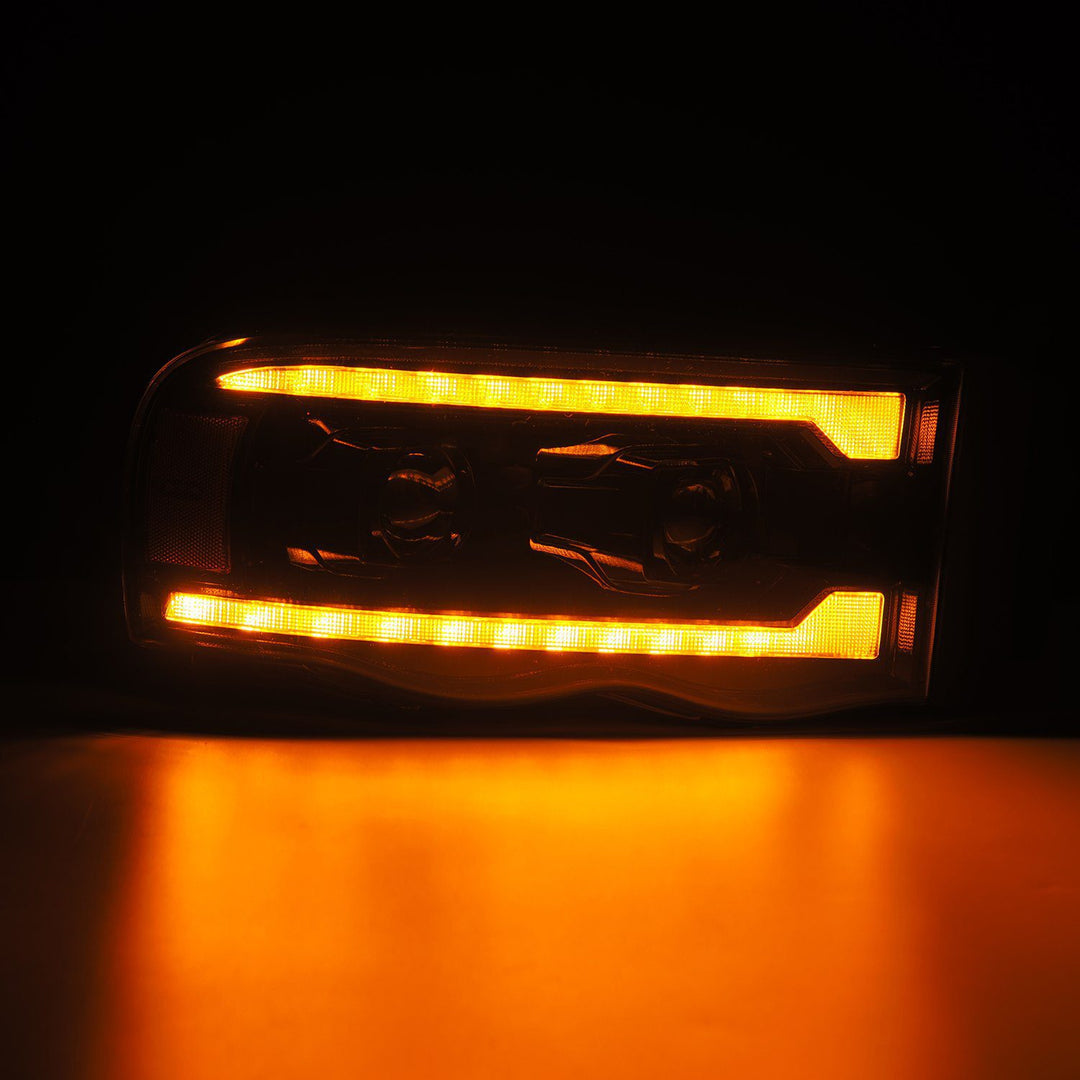 AlphaRex Luxx-Series Projector Headlights Alpha-Black for Dodge Ram 1500, 2500, 3500 (2003-2005)
