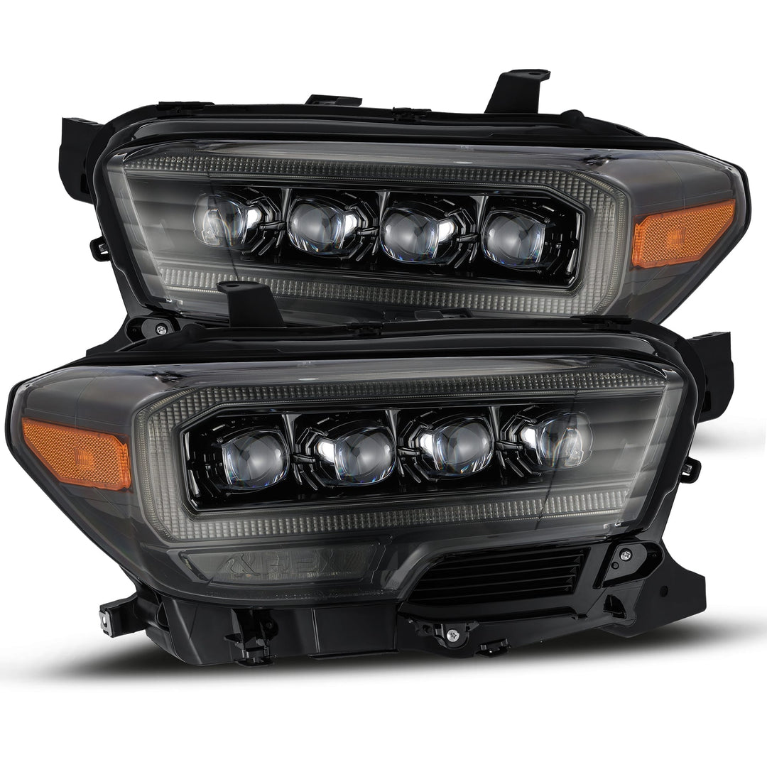 AlphaRex LED Projector Headlights for Toyota Tacoma - Plank Style Midnight Black with Ice Cube 3D Projectors