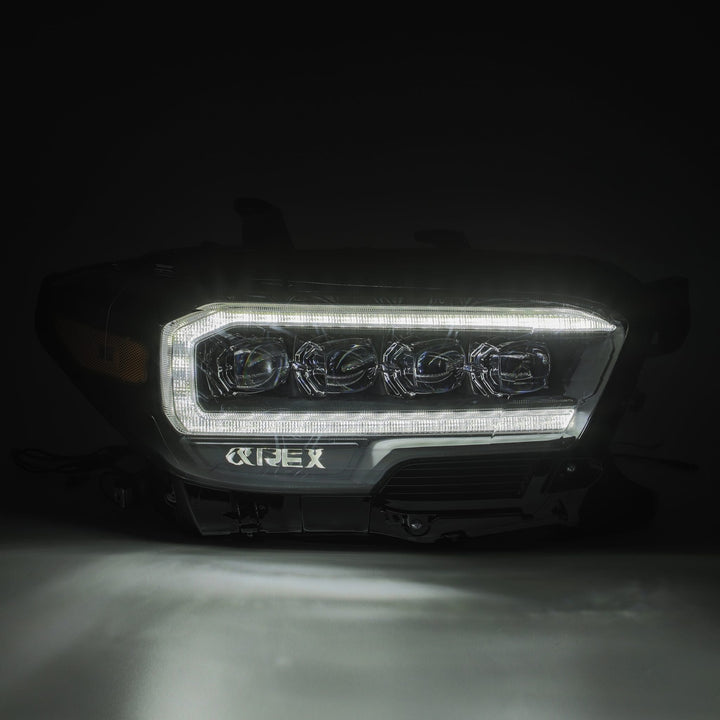 AlphaRex LED Projector Headlights for Toyota Tacoma - Plank Style Midnight Black with Ice Cube 3D Projectors